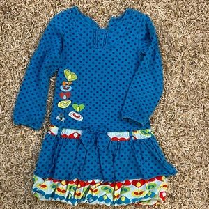 Blue polka dot cotton dress
